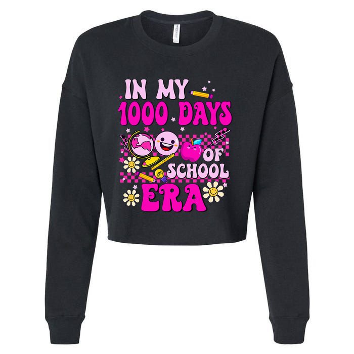 Retro Groovy In My 1000 Days Of School Era 1000 Days Smarter Cropped Pullover Crew