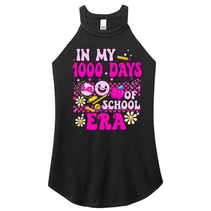 Retro Groovy In My 1000 Days Of School Era 1000 Days Smarter Women's Perfect Tri Rocker Tank