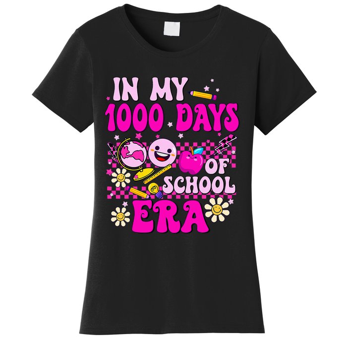 Retro Groovy In My 1000 Days Of School Era 1000 Days Smarter Women's T-Shirt