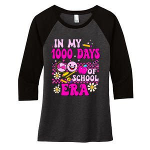 Retro Groovy In My 1000 Days Of School Era 1000 Days Smarter Women's Tri-Blend 3/4-Sleeve Raglan Shirt