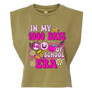 Retro Groovy In My 1000 Days Of School Era 1000 Days Smarter Garment-Dyed Women's Muscle Tee