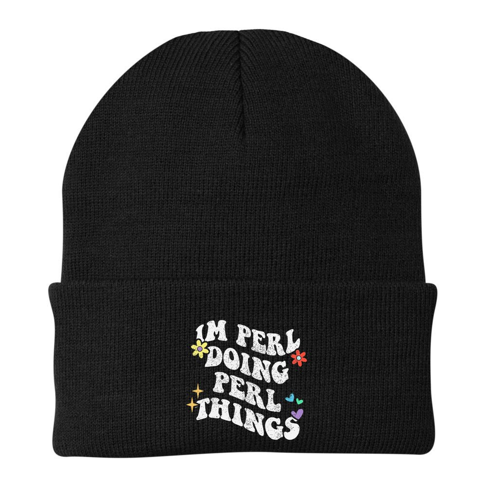 Retro Groovy Im Perl Doing Perl Things Funny MotherS Day Beanie