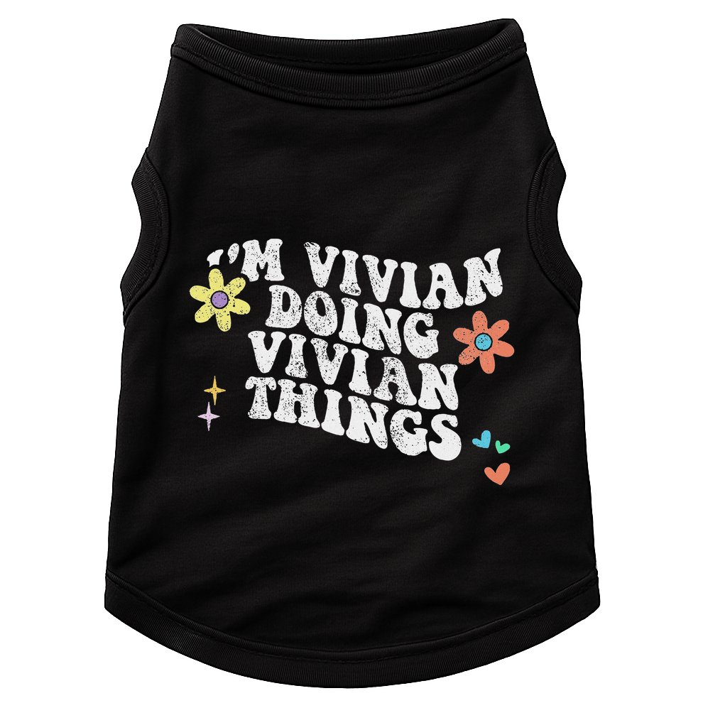 Retro Groovy Im Vivian Doing Vivian Things Funny Mothers Day Doggie Tank