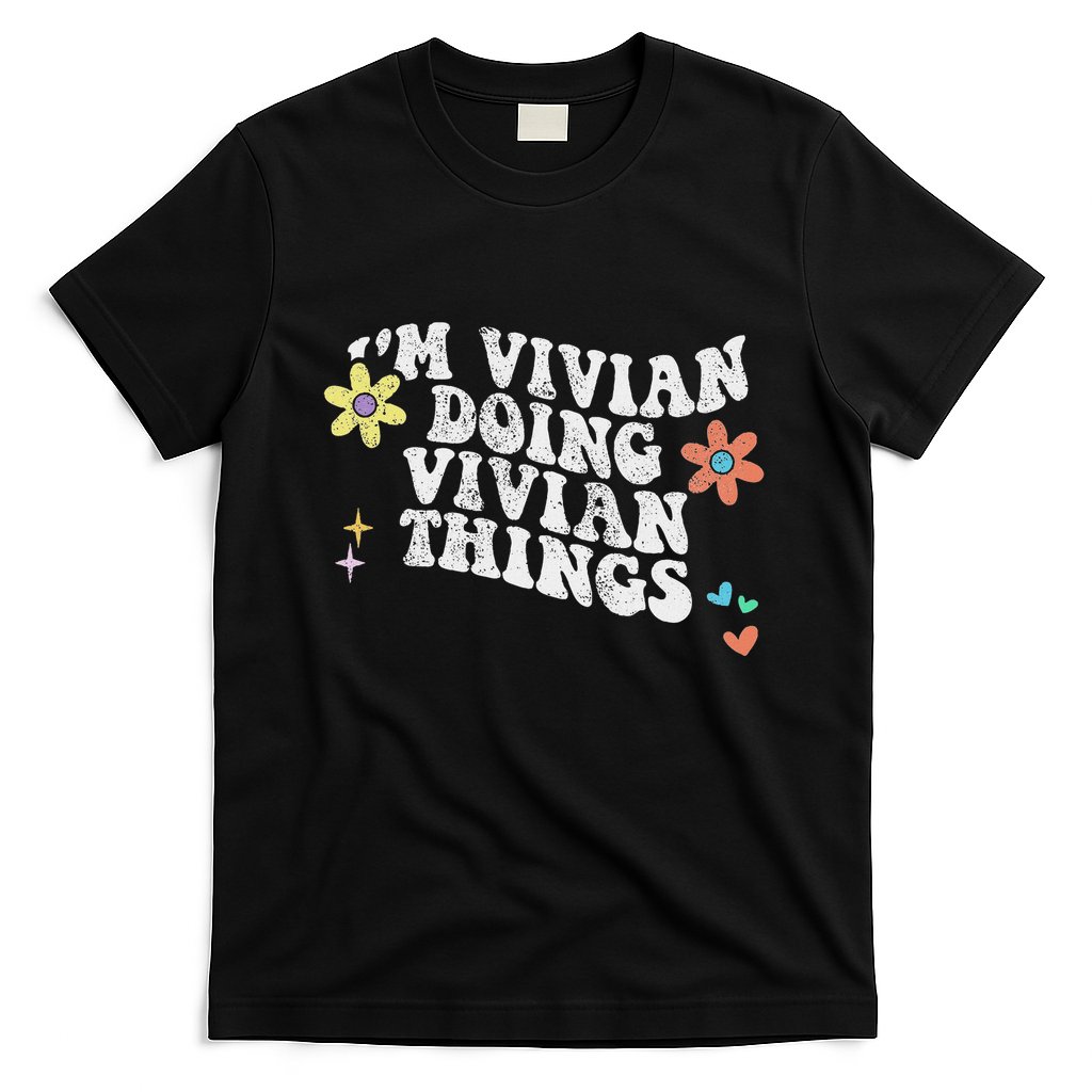 Retro Groovy Im Vivian Doing Vivian Things Funny Mothers Day T-Shirt