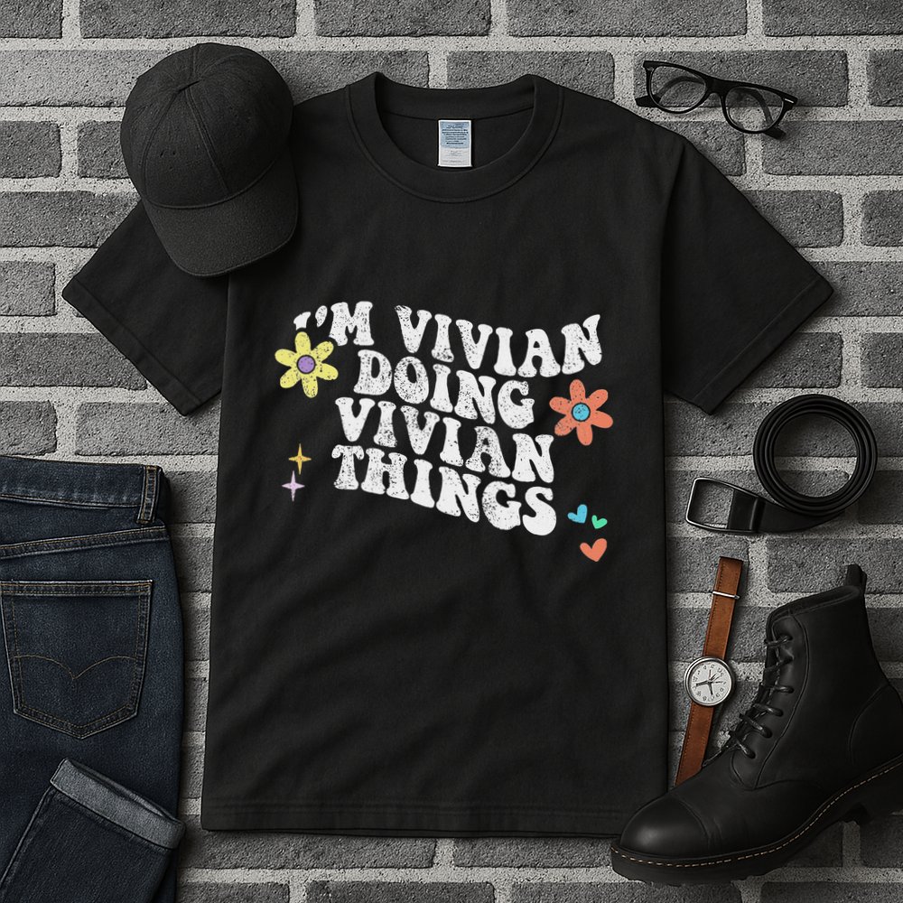 Retro Groovy Im Vivian Doing Vivian Things Funny Mothers Day Tall T-Shirt