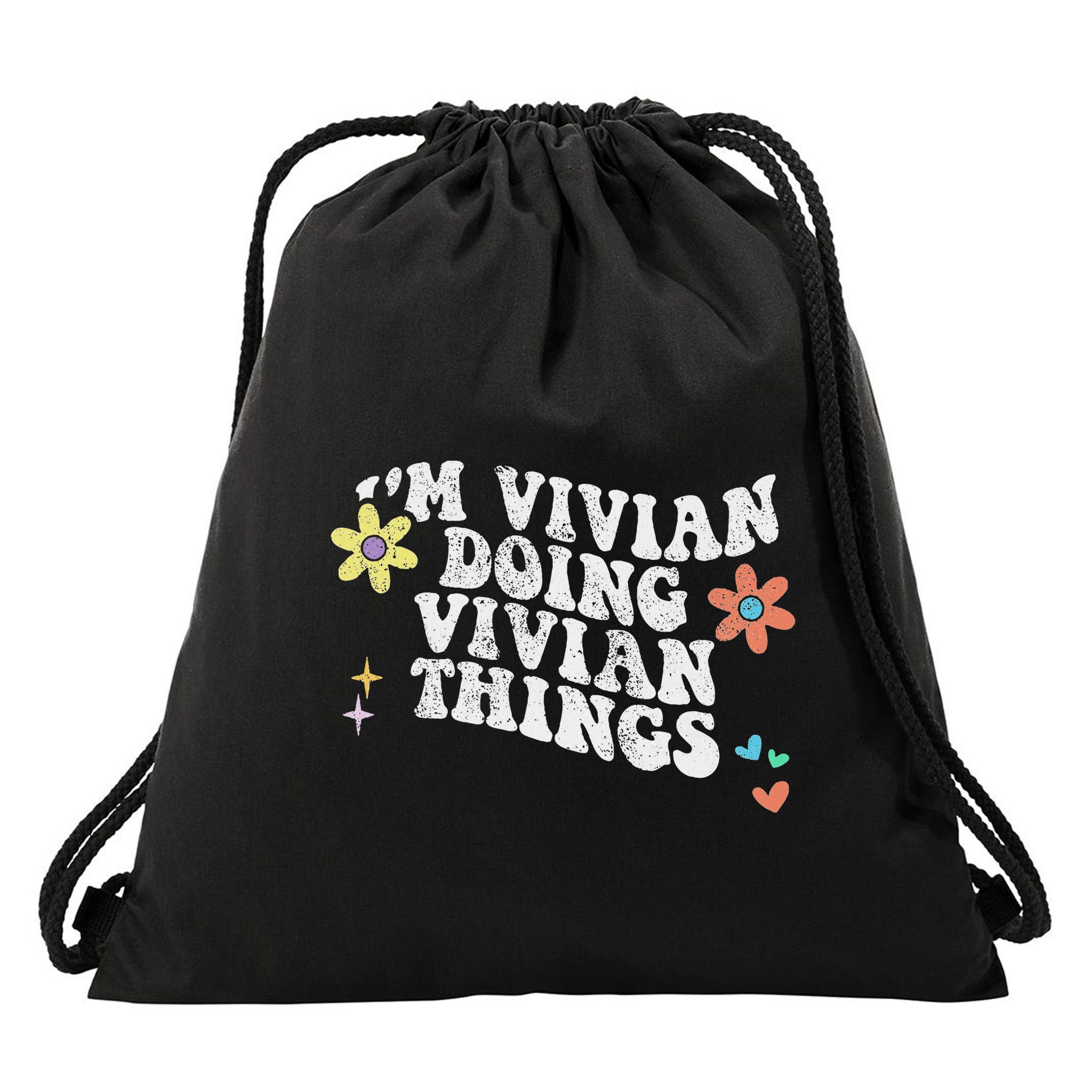 Retro Groovy Im Vivian Doing Vivian Things Funny Mothers Day Drawstring Bag