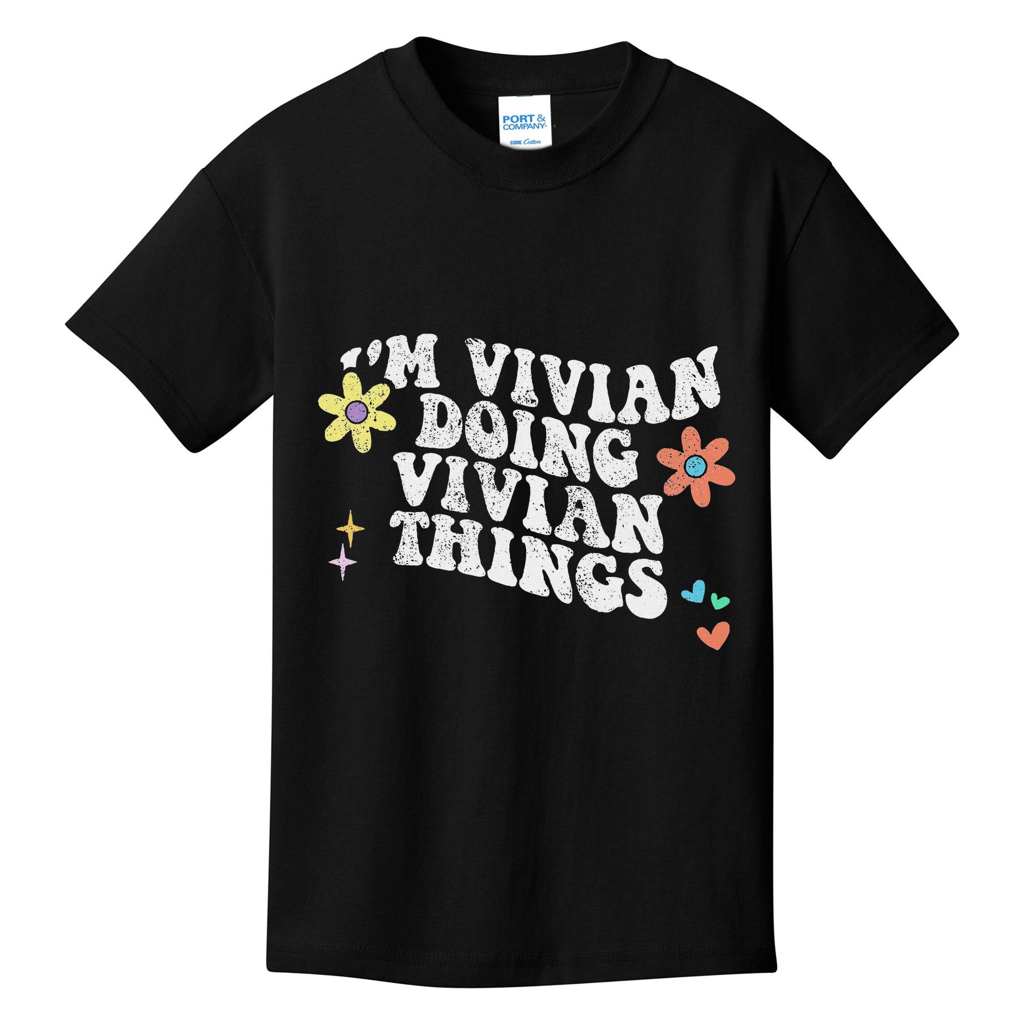 Retro Groovy Im Vivian Doing Vivian Things Funny Mothers Day Kids T-Shirt