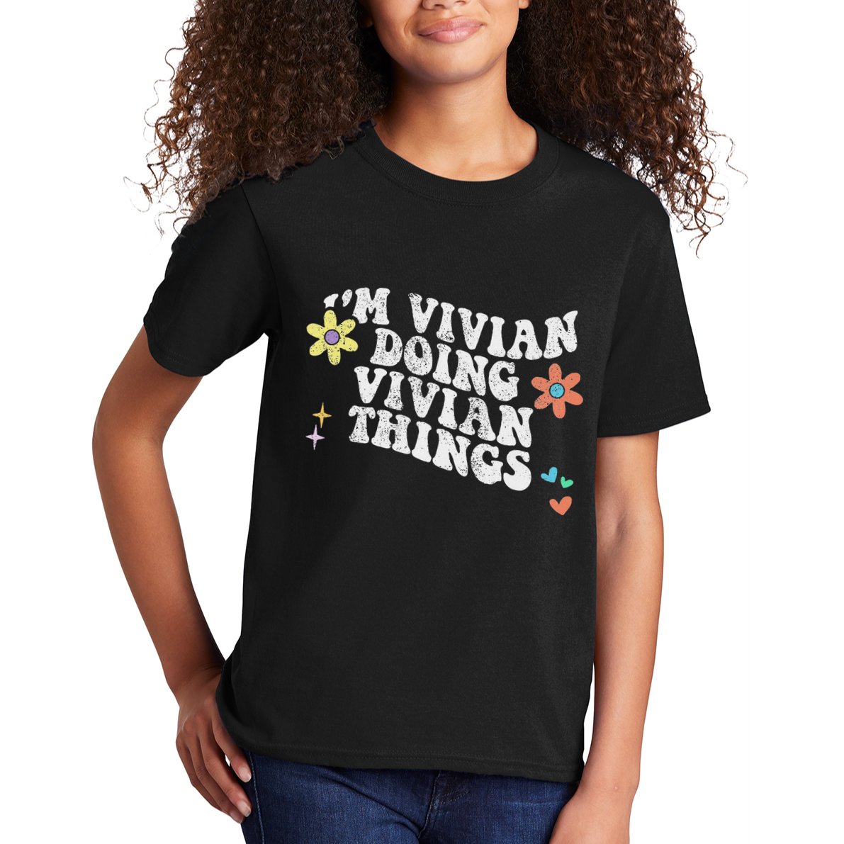 Retro Groovy Im Vivian Doing Vivian Things Funny Mothers Day Kids T-Shirt