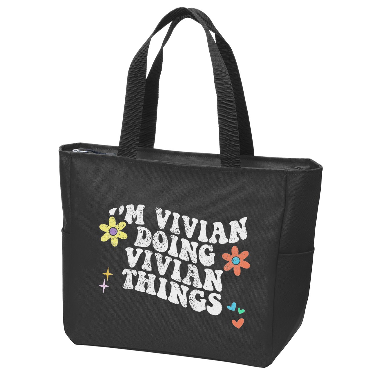 Retro Groovy Im Vivian Doing Vivian Things Funny Mothers Day Zip Tote Bag