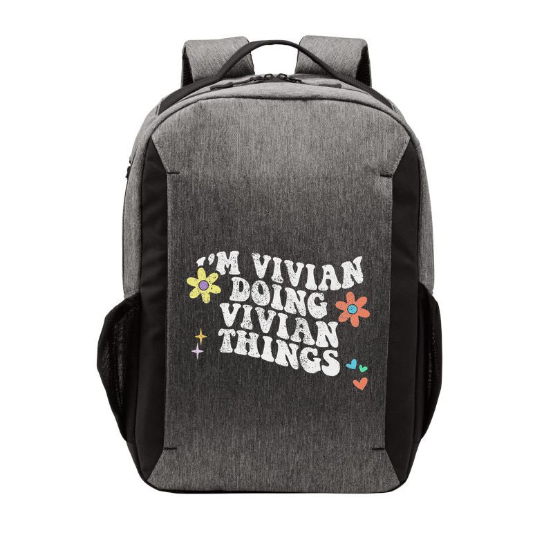 Retro Groovy Im Vivian Doing Vivian Things Funny Mothers Day Vector Backpack