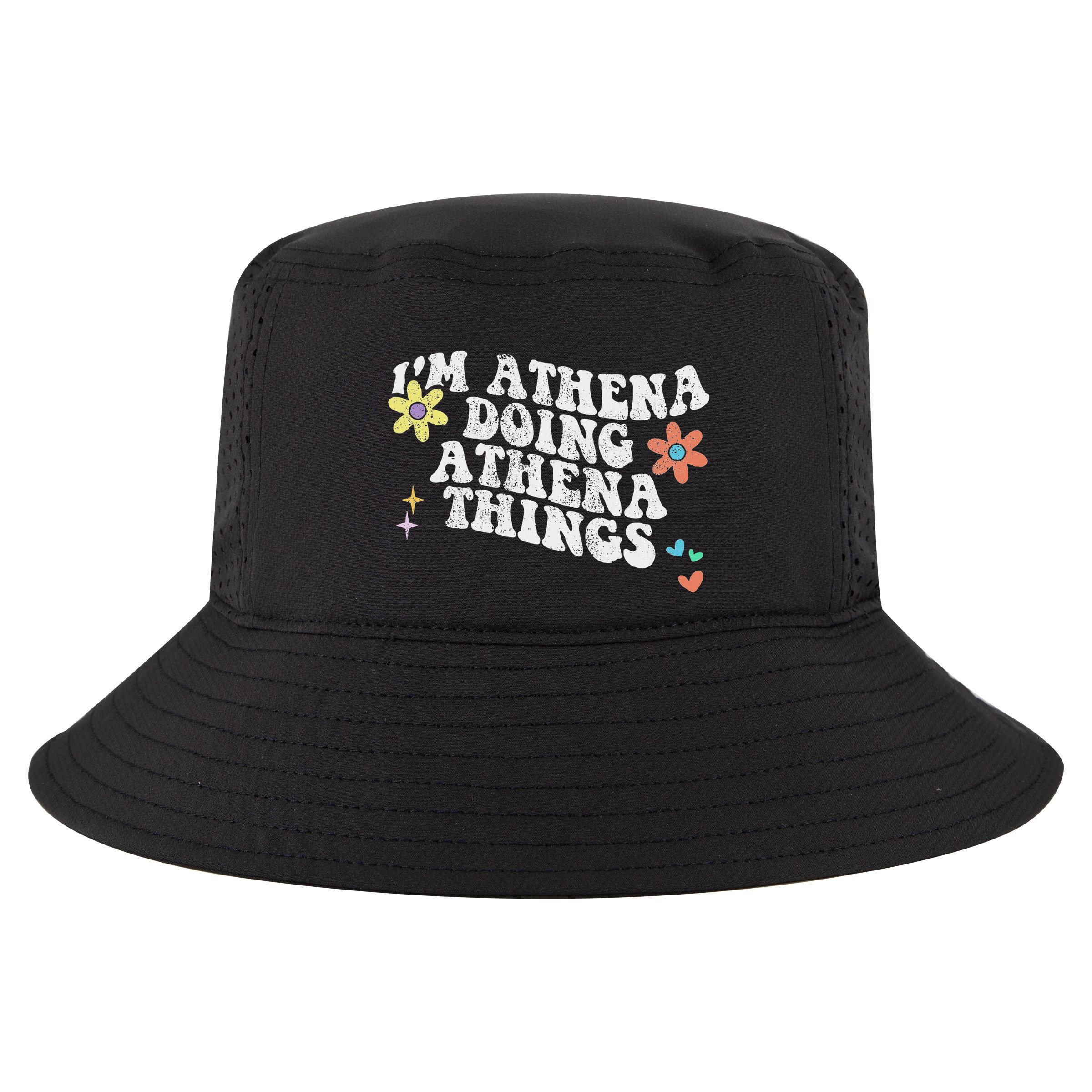 Retro Groovy Im Athena Doing Athena Things Funny Mothers Day Cool Comfort Performance Bucket Hat