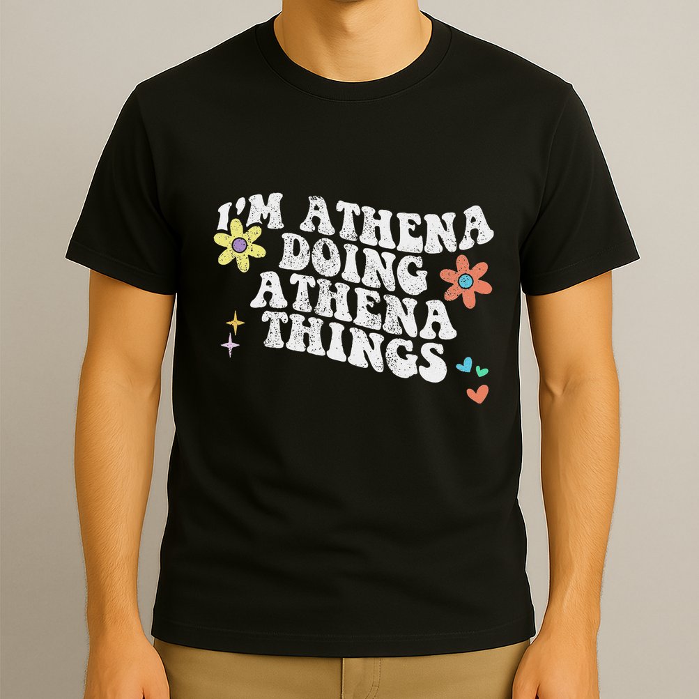 Retro Groovy Im Athena Doing Athena Things Funny Mothers Day T-Shirt