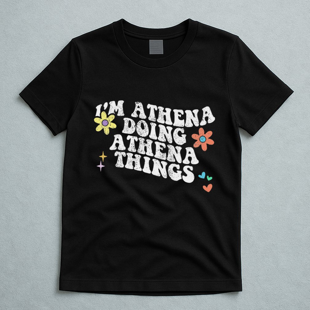 Retro Groovy Im Athena Doing Athena Things Funny Mothers Day T-Shirt