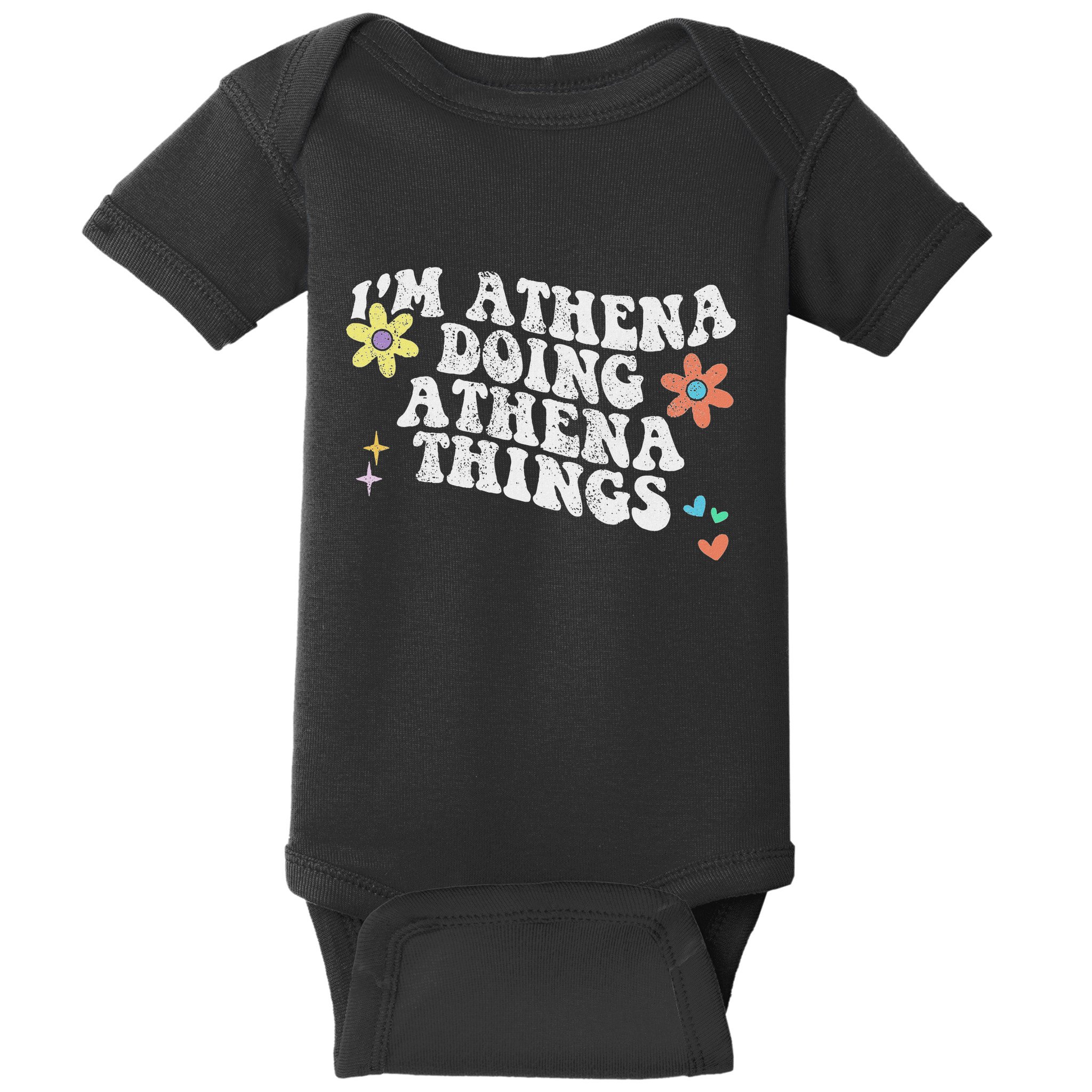 Retro Groovy Im Athena Doing Athena Things Funny Mothers Day Baby Bodysuit