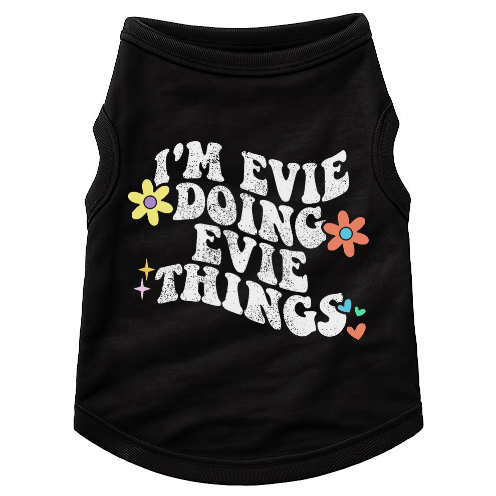 Retro Groovy Im Evie Doing Evie Things Funny Mother's Day Doggie Tank