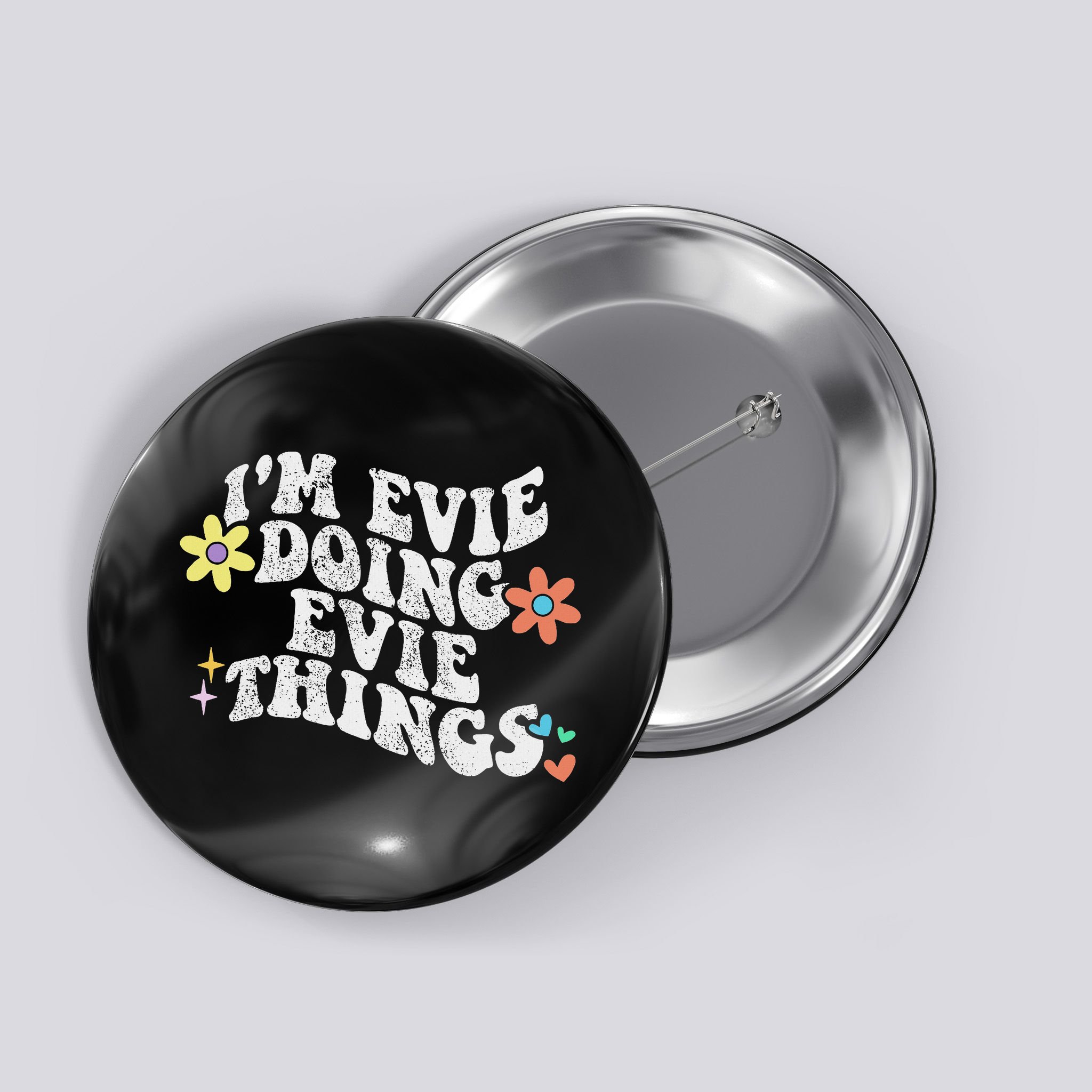 Retro Groovy Im Evie Doing Evie Things Funny Mother's Day Button