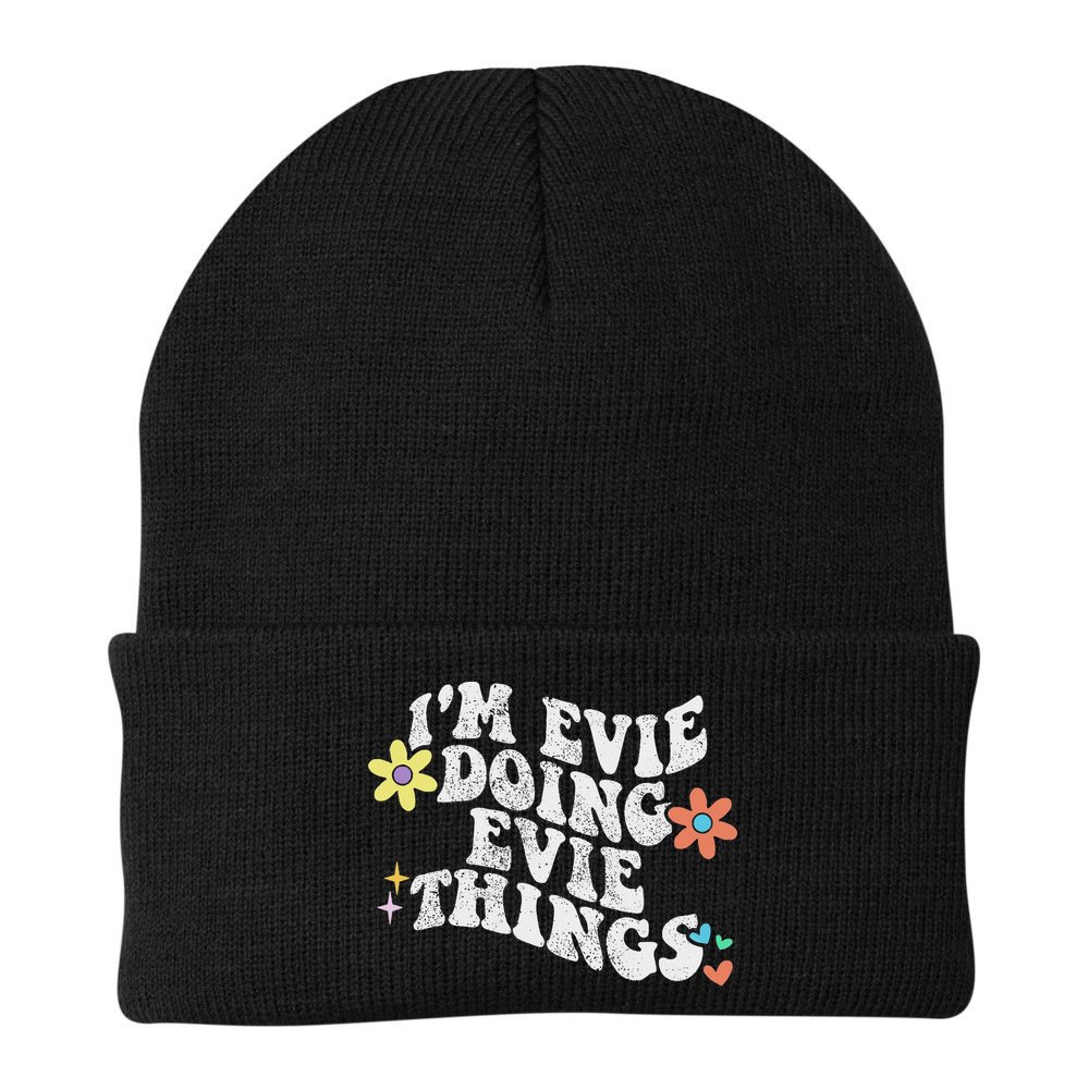 Retro Groovy Im Evie Doing Evie Things Funny Mother's Day Beanie