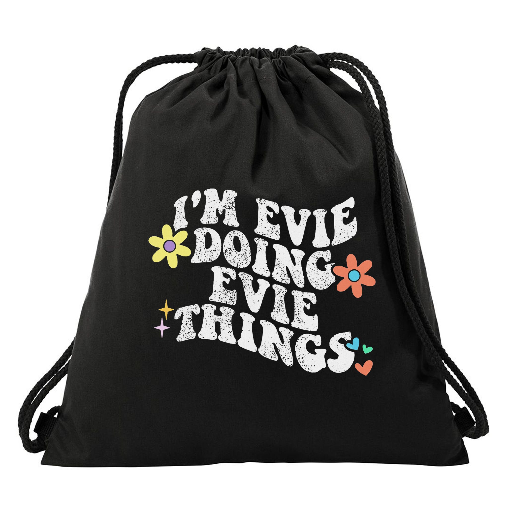 Retro Groovy Im Evie Doing Evie Things Funny Mother's Day Drawstring Bag