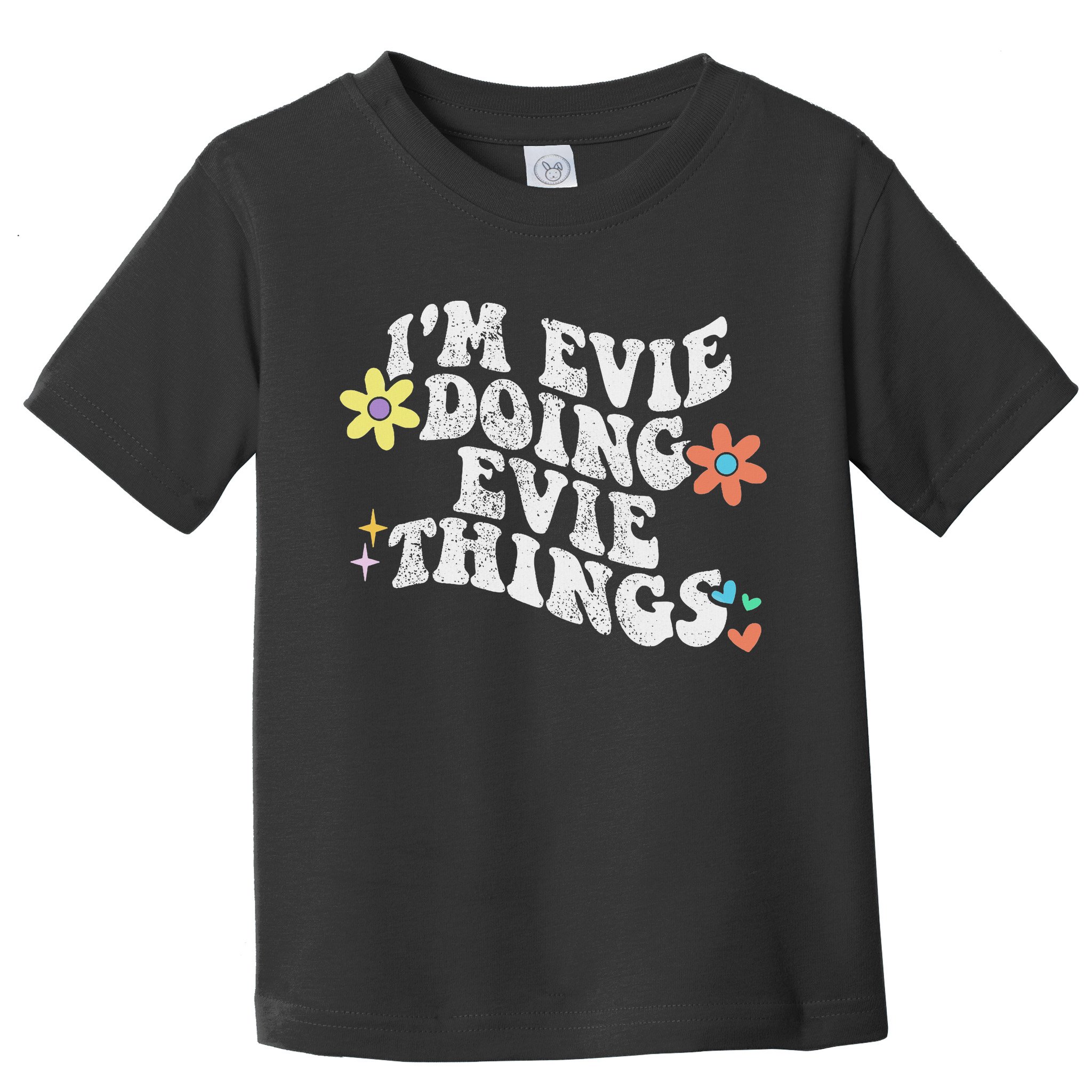 Retro Groovy Im Evie Doing Evie Things Funny Mother's Day Toddler T-Shirt