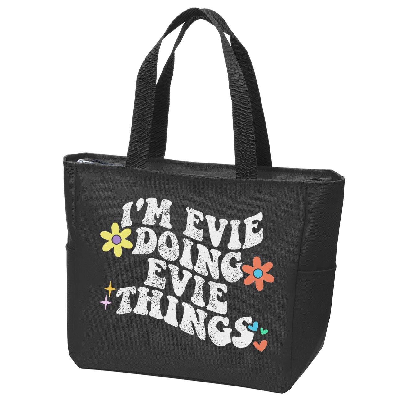 Retro Groovy Im Evie Doing Evie Things Funny Mother's Day Zip Tote Bag
