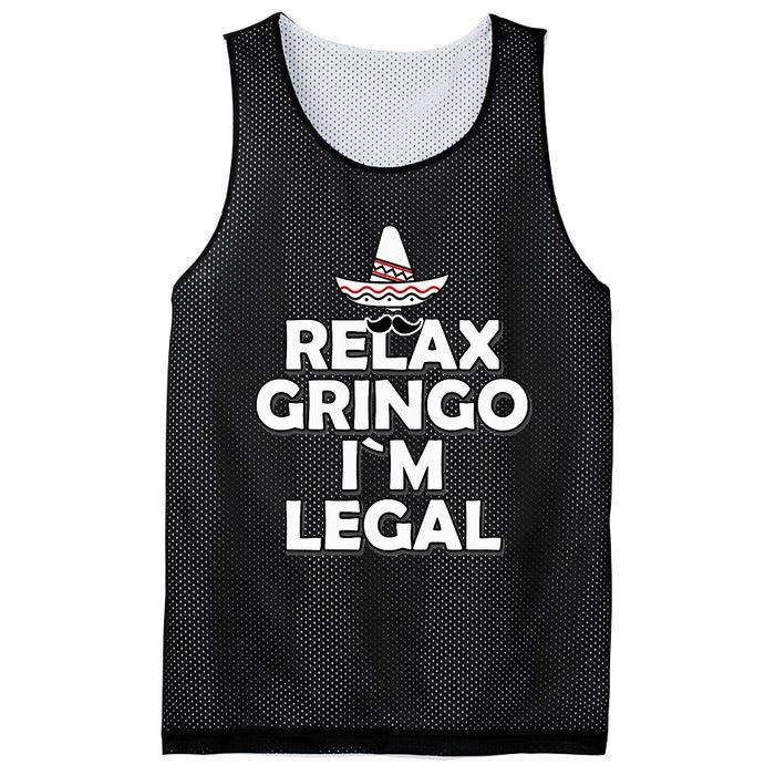 Relax Gringo I`M Legal Funny Immigration Mesh Reversible Basketball Jersey Tank