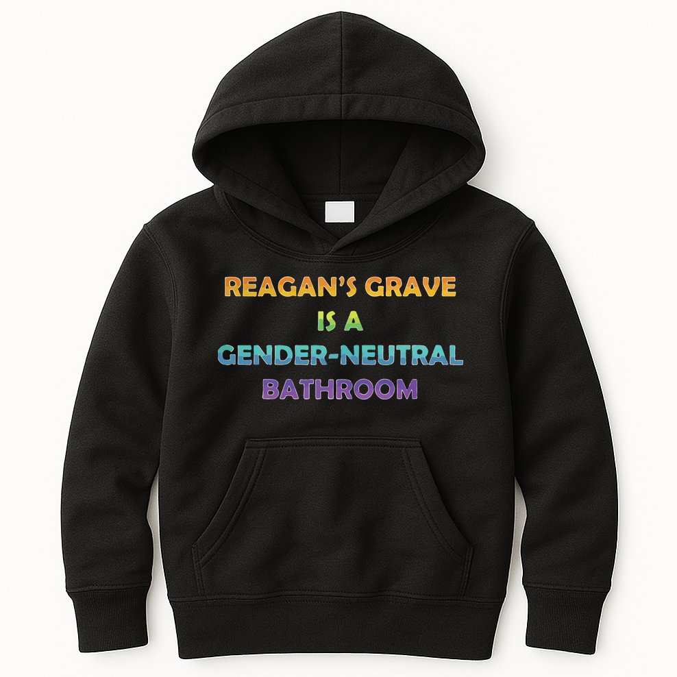 Reagan’s Grave Is A Gender Neutral Bathroom Kids Hoodie