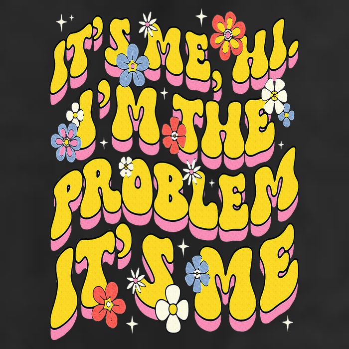 Retro Groovy Its Me Hi I'm The Problem Garment-Dyed Fleece Hoodie