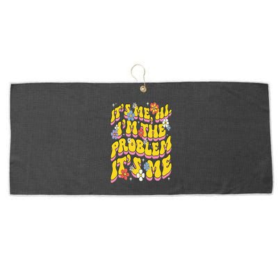 Retro Groovy Its Me Hi I'm The Problem Large Microfiber Waffle Golf Towel