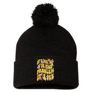 Retro Groovy Its Me Hi I'm The Problem Pom Pom 12in Knit Beanie