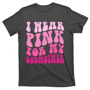 Retro Groovy I Wear Pink For My Godmother Breast Cancer Awareness T-Shirt