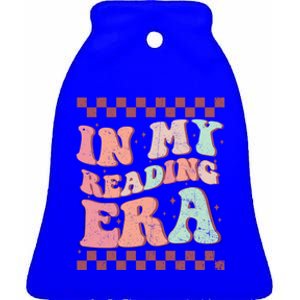 Retro Groovy In My Reading Era Book Lovers Book Reader Gift Ceramic Bell Ornament