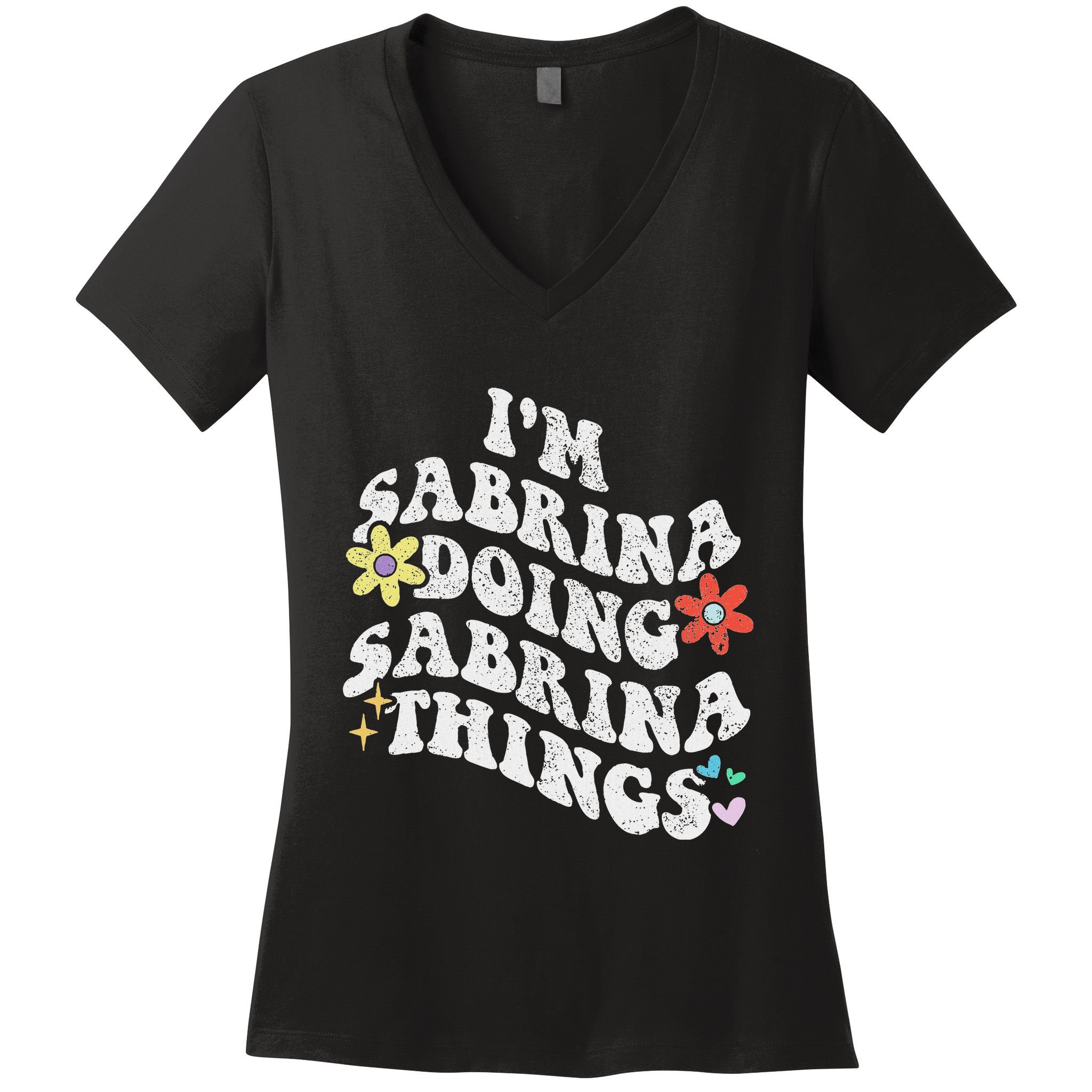 Retro Groovy Im Sabrina Doing Sabrina Things Funny MotherS Women's V-Neck T-Shirt