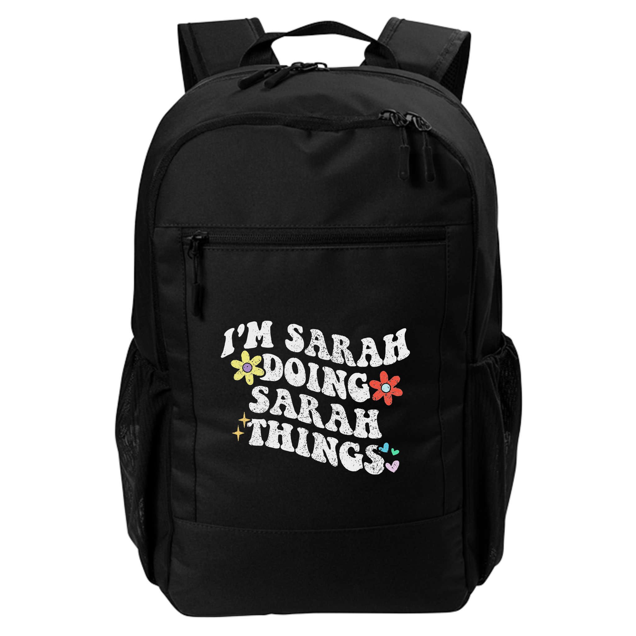 Retro Groovy Im Sarah Doing Sarah Things Funny MotherS Day Backpack