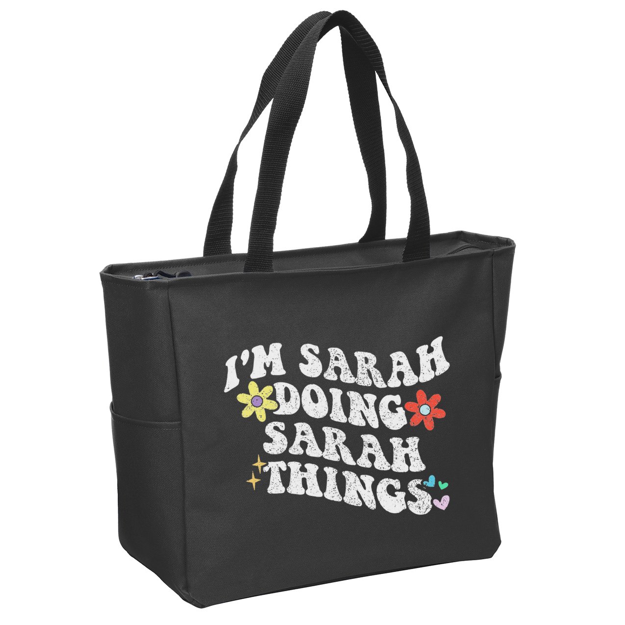 Retro Groovy Im Sarah Doing Sarah Things Funny MotherS Day Zip Tote Bag