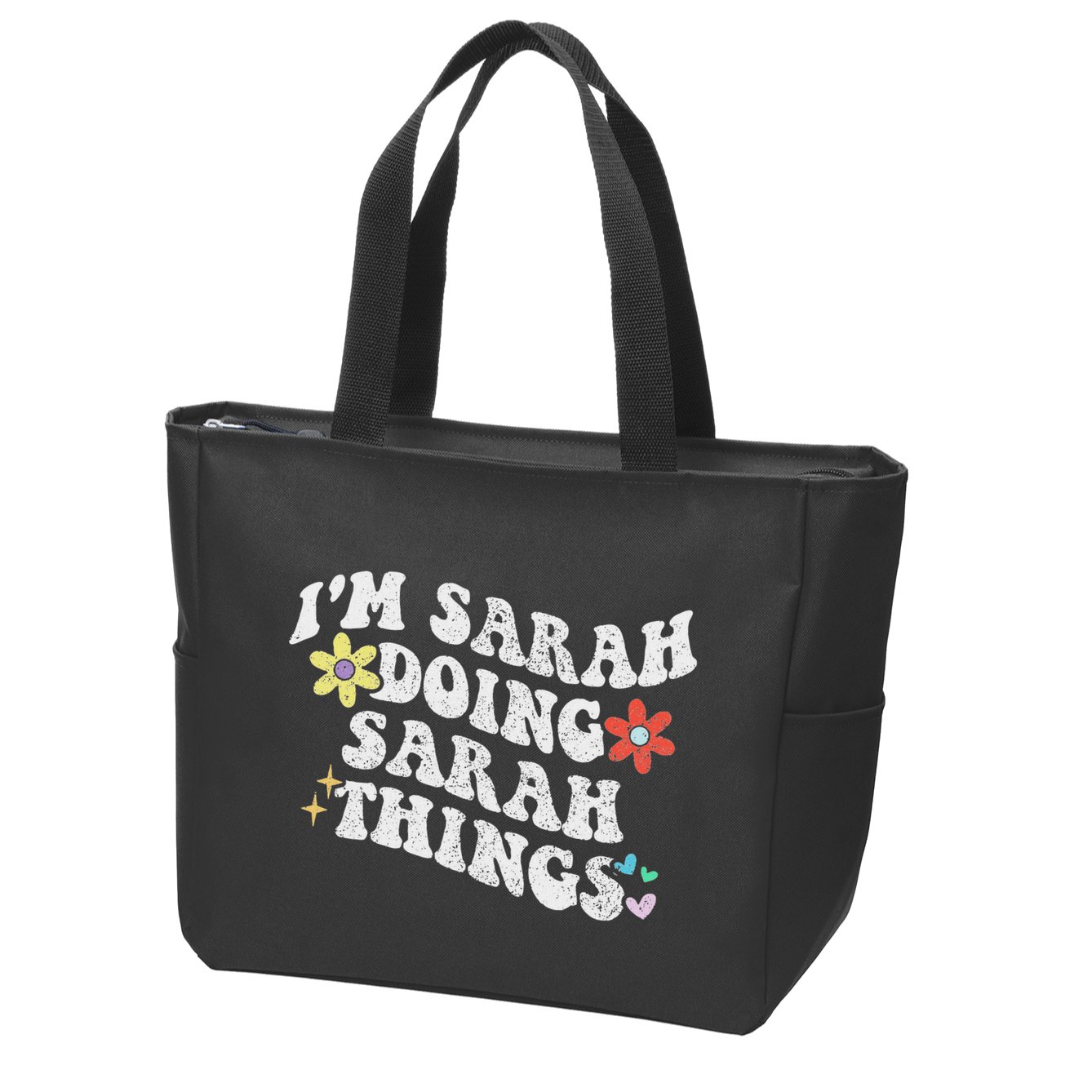 Retro Groovy Im Sarah Doing Sarah Things Funny MotherS Day Zip Tote Bag
