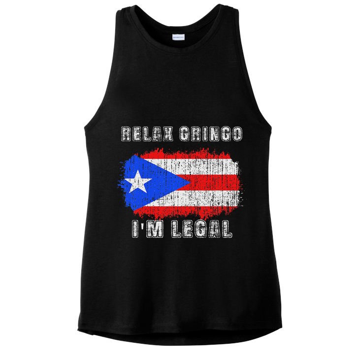 Relax Gringo Im Legal Puerto Rican Funny Puerto Rico Pr Flag Ladies PosiCharge Tri-Blend Wicking Tank
