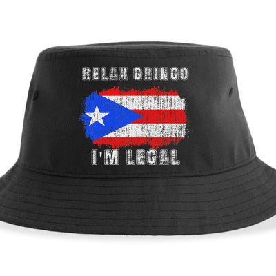 Relax Gringo Im Legal Puerto Rican Funny Puerto Rico Pr Flag Sustainable Bucket Hat