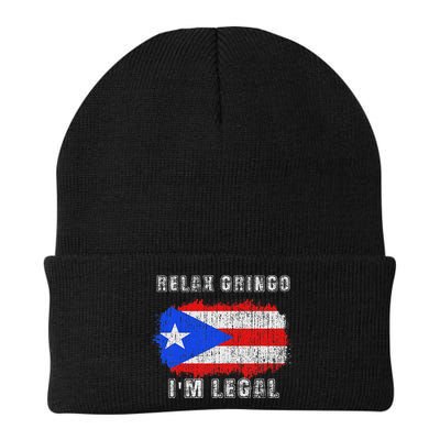 Relax Gringo Im Legal Puerto Rican Funny Puerto Rico Pr Flag Beanie