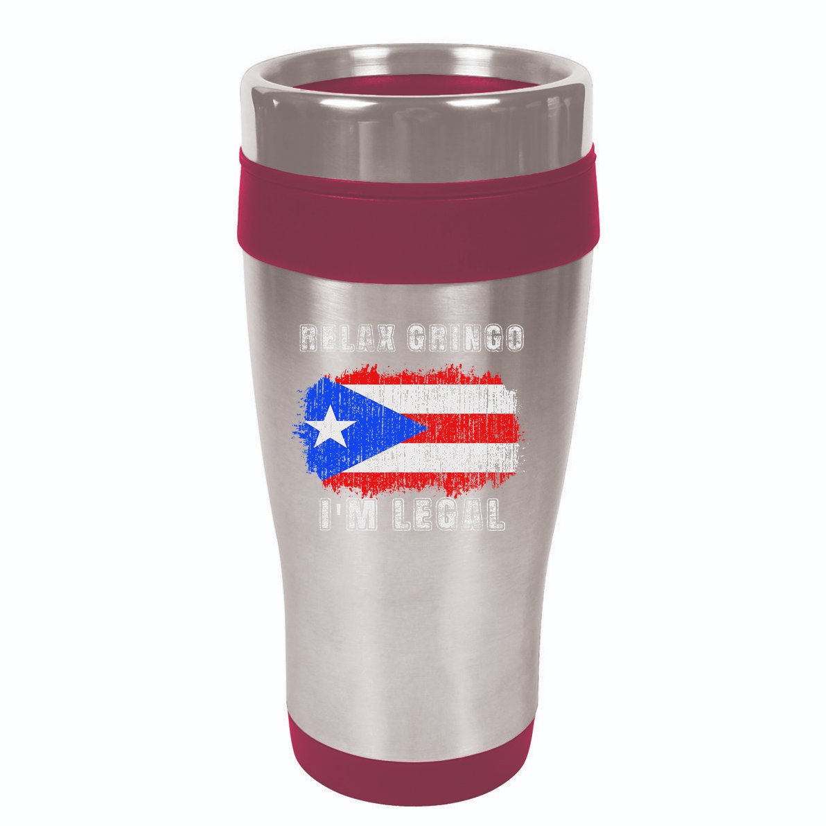 Relax Gringo Im Legal Puerto Rican Funny Puerto Rico Pr Flag 16oz Travel Tumbler