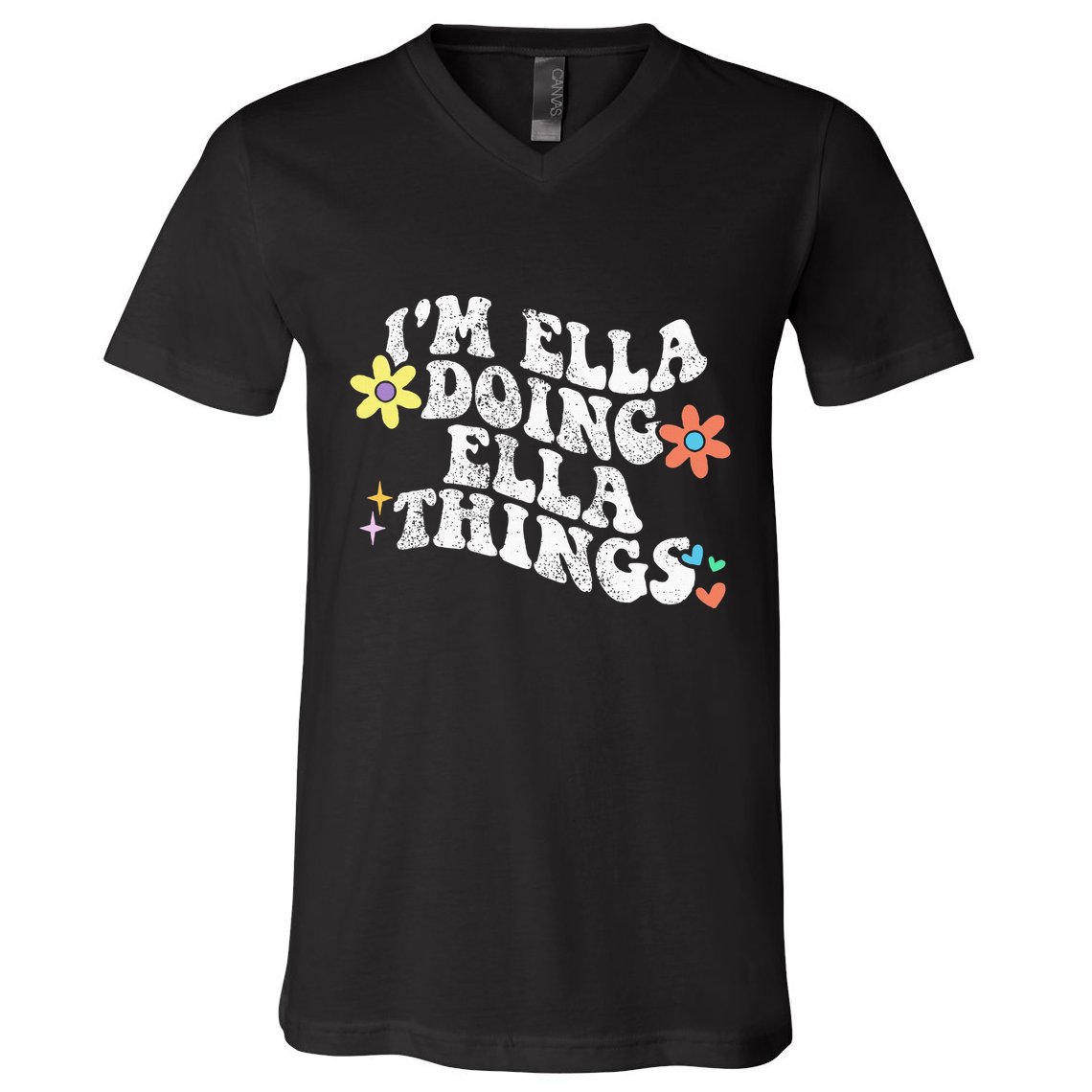 Retro Groovy Im Ella Doing Ella Things V-Neck T-Shirt