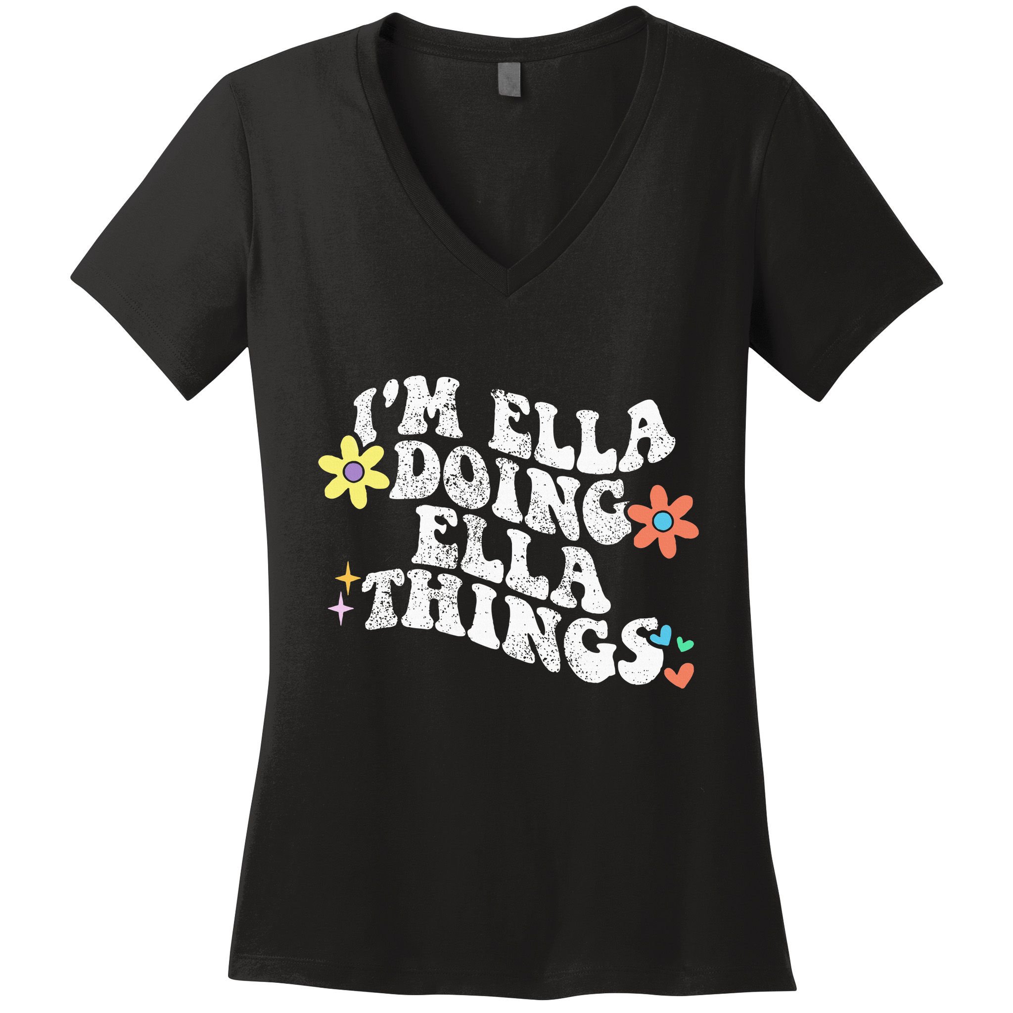 Retro Groovy Im Ella Doing Ella Things Women's V-Neck T-Shirt