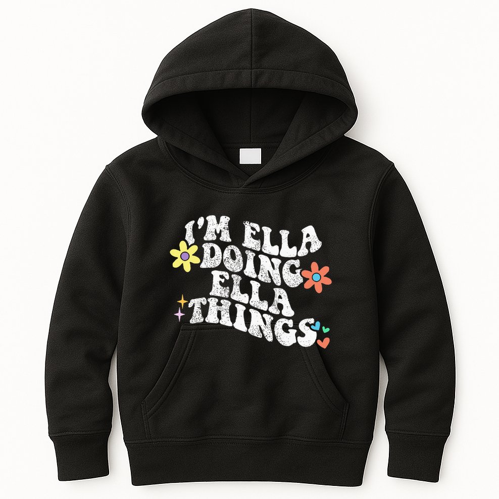 Retro Groovy Im Ella Doing Ella Things Kids Hoodie