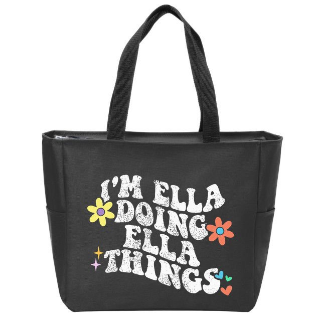 Retro Groovy Im Ella Doing Ella Things Zip Tote Bag