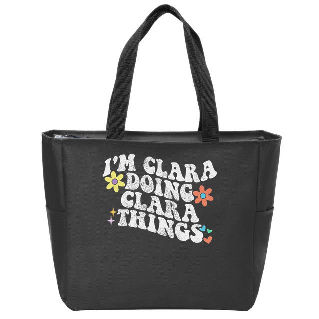 Retro Groovy Im Clara Doing Clara Things Funny Mother's Day Zip Tote Bag