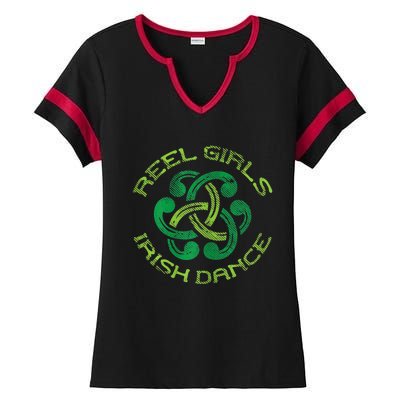 Reel Girl Irish Dance St Patricks Day Ceili Dancer Girl Ladies Halftime Notch Neck Tee