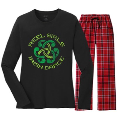 Reel Girl Irish Dance St Patricks Day Ceili Dancer Girl Women's Long Sleeve Flannel Pajama Set 