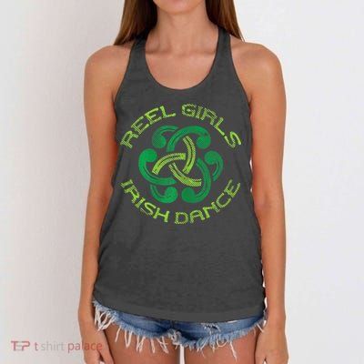 Reel Girl Irish Dance St Patricks Day Ceili Dancer Girl Women's Knotted Racerback Tank