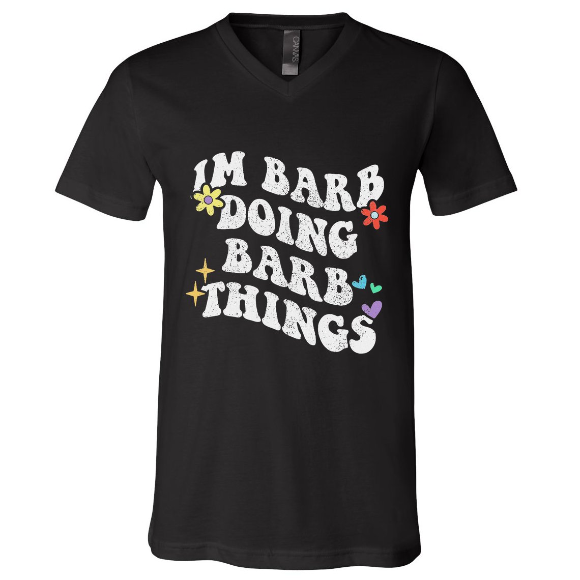 Retro Groovy Im Barb Doing Barb Things Funny MotherS Day V-Neck T-Shirt