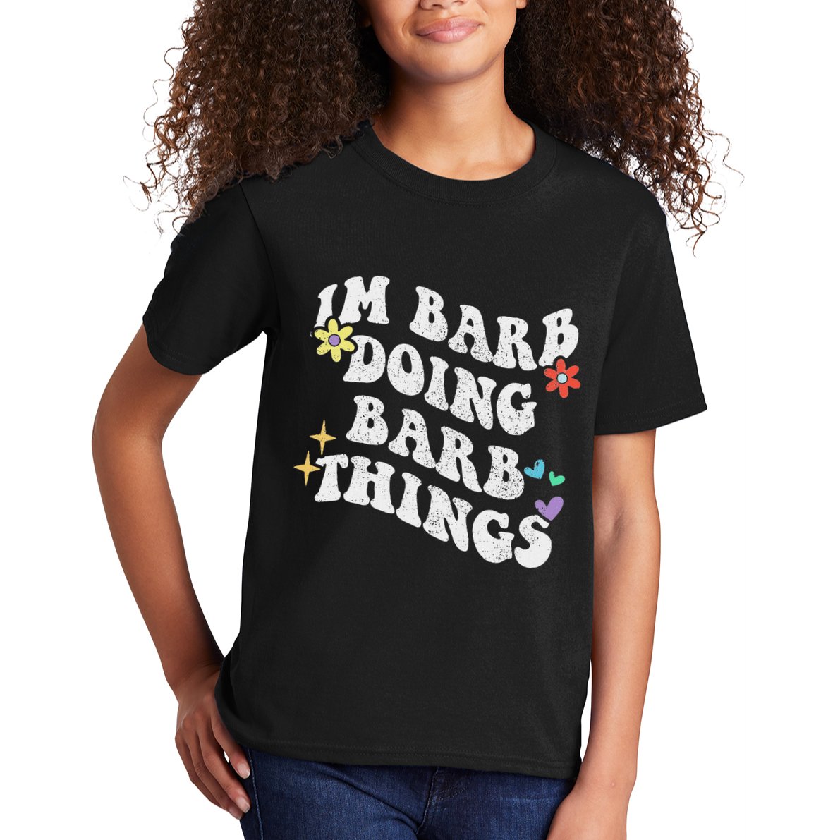 Retro Groovy Im Barb Doing Barb Things Funny MotherS Day Kids T-Shirt