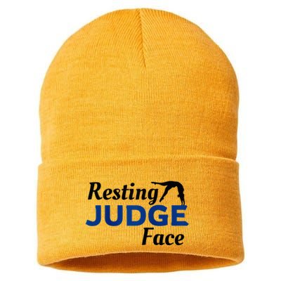 Resting Gymnastics Judge Face Raglan Baseball Sustainable Knit Beanie